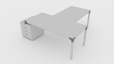 T-Shape Office Desk Space 3D Model - Free Download | FREE 3D MODELS