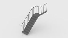 L-Shape Staircase with Railing 3D Model - Free Download | FREE 3D MODELS